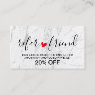Hair & Makeup Artist Modern Marble Salon Referral Card