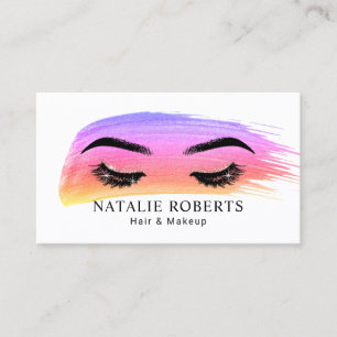 Hair & Makeup Artist Watercolor Brush Stroke Salon Business Card