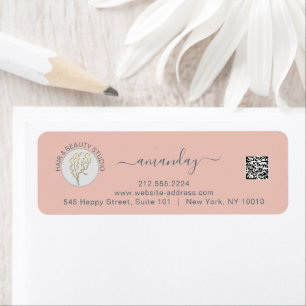 Hair Makeup Beauty Studio Rose Gold Logo QR Code