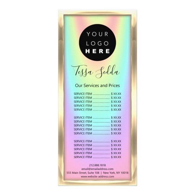 Hair Makeup Body Massage Logo Holograph Rack Card (Front)