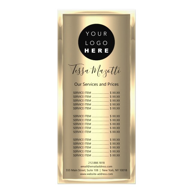 Hair Makeup Body Skin Care Logo Gold Beauty SPA Rack Card (Back)