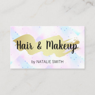 Hair Makeup   Gold Brushed   Mosaic Geometric Business Card