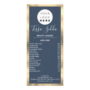 Hair Makeup Nail Manicure Pedicure Gold Blue VIP Rack Card