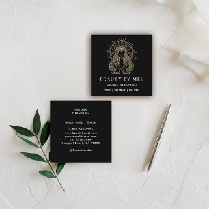 Hair Makeup Nails Lashes Tarot Goddess Black White Square Business Card