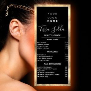 Hair Makeup Nails Manicure Pedicure Black White Rack Card