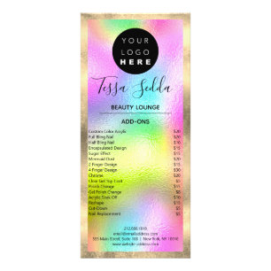 Hair Makeup Nails Manicure Pedicure Holograph Rack Card