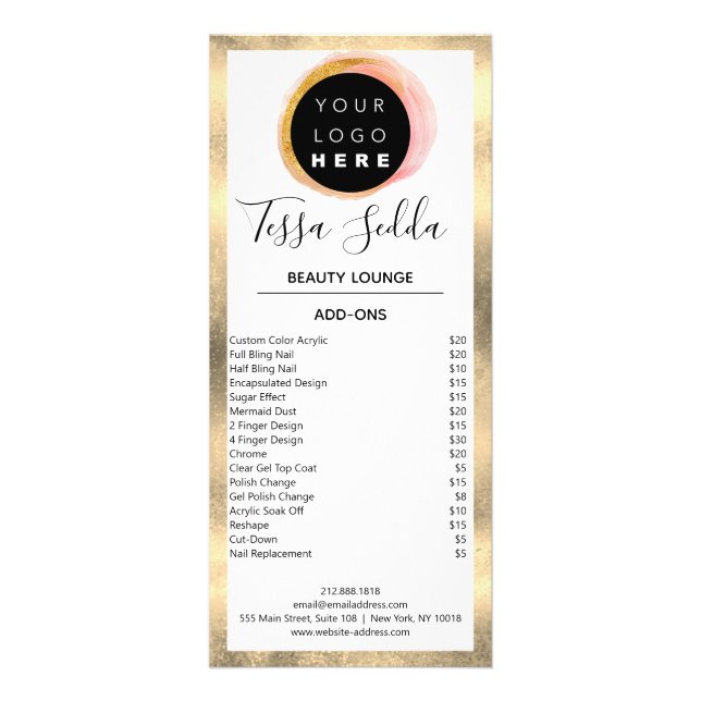 Hair Makeup Nails Manicure Pedicure Wellness Rack Card (Back)