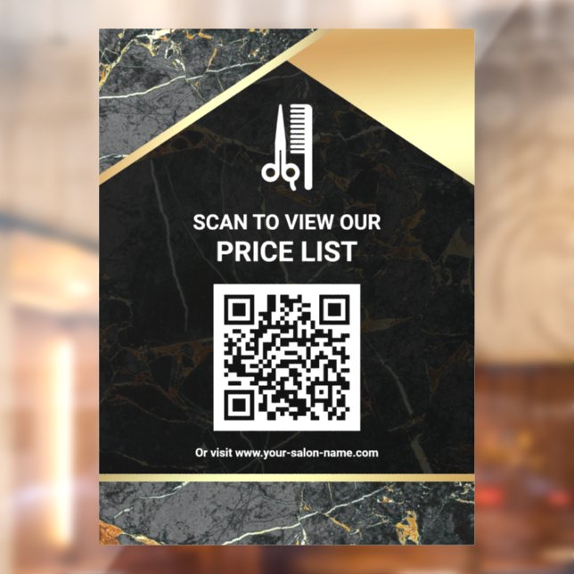 Hair Makeup Salon QR Code Price List Grey Marble (Sheet 2)