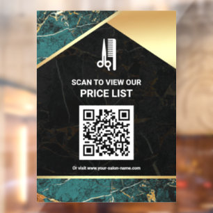 Hair Makeup Salon QR Code Price List Teal Marble