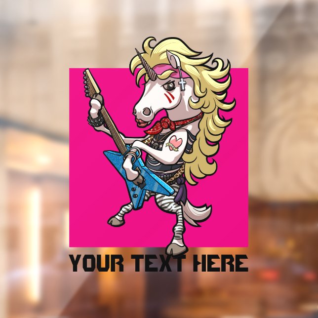 Hair Metal Glam Rock Unicorn Blue Guitar Cartoon (Sheet 2)