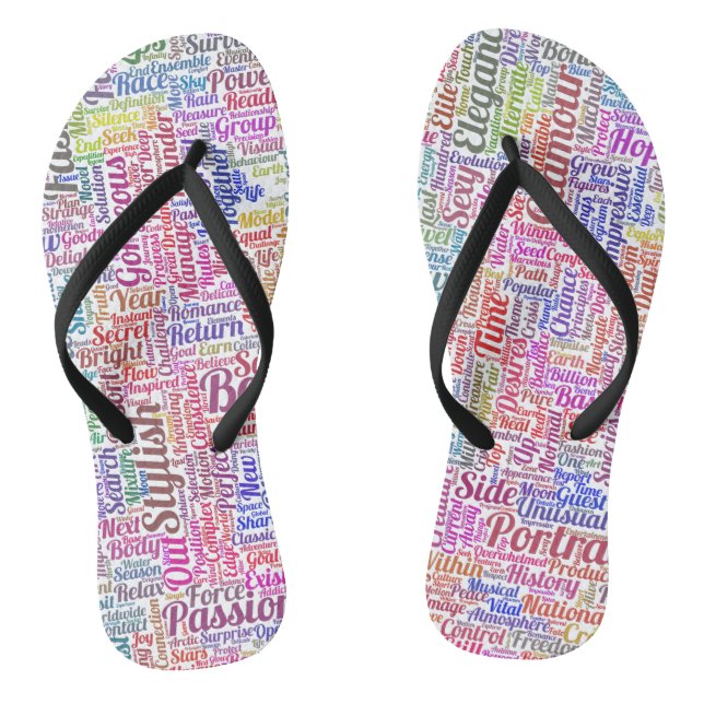 Hair Mode Pattern Text Word Cloud Jandals (Footbed)
