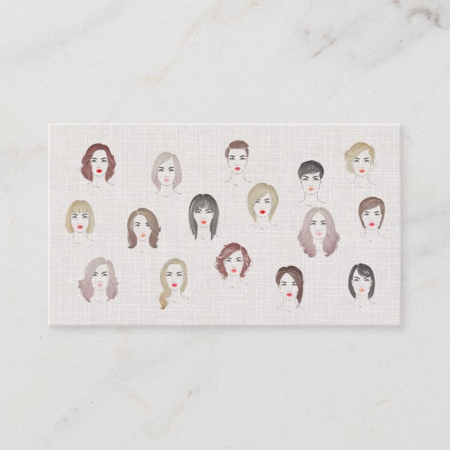 Hair models colours salon makeup stylist business card (Front)