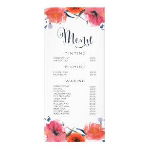 Hair Nail Spa Salon Beautician Menu Price List
