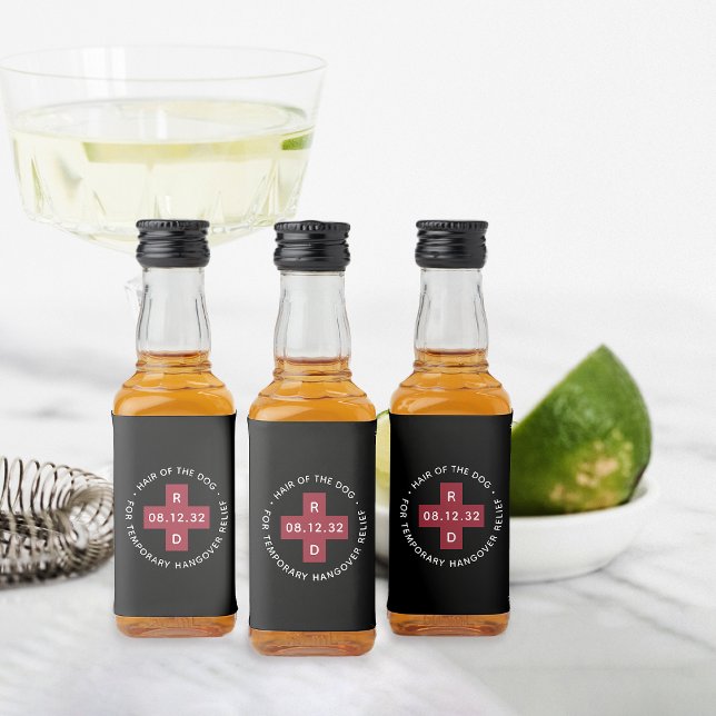 "Hair of the Dog" Funny Wedding Hangover Relief Liquor Bottle Label (Creator Uploaded)