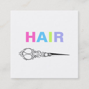 *~* HAIR Pastels Scissors Simple Minimal Bold Square Business Card