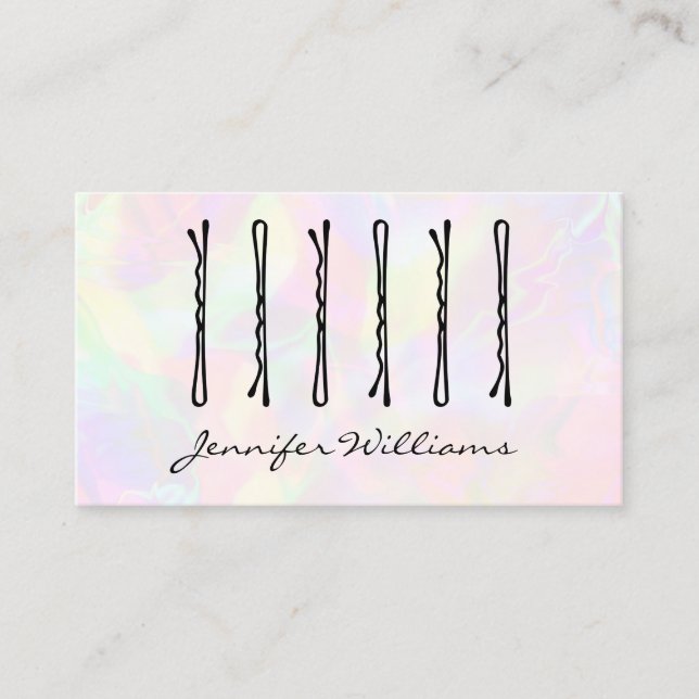 Hair Pins Hair Stylist Salon Hairdresser Qr Code Business Card (Front)