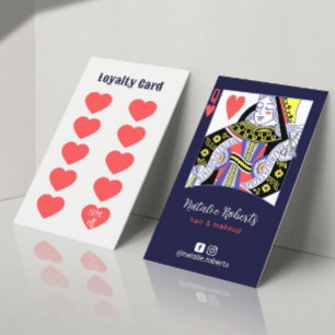 Hair Queen of Hearts Navy Hairdresser Beauty Salon Loyalty Card