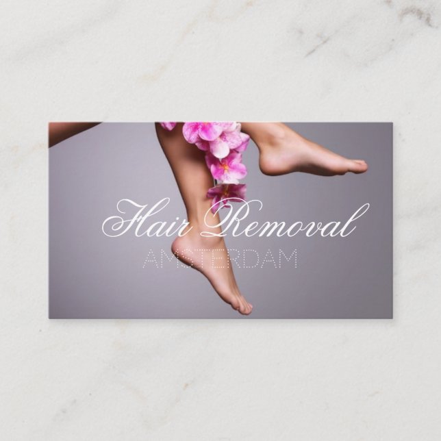 Hair Removal Skin Clinic Rose Gold Marble Business Card (Front)
