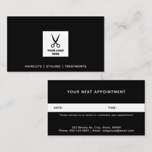 Hair Salon Add Your Logo Black Appointment Card