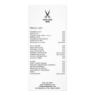 Hair Salon Add Your Logo Service Menu Price List