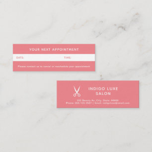 Hair Salon Appointment Reminder Scissors Coral Mini Business Card