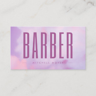 Hair Salon Barber Purple Holographic Business Card