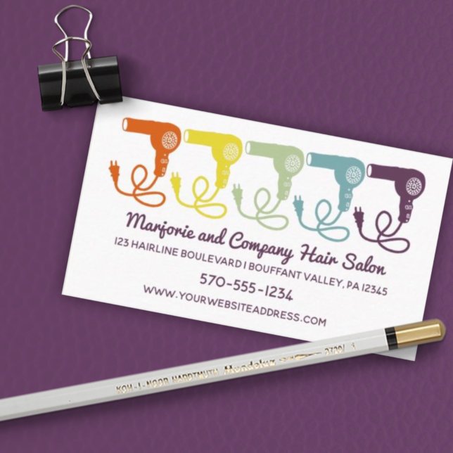 Hair Salon Beauty Parlour Retro Hairdryers Graphic Business Card (Creator Uploaded)