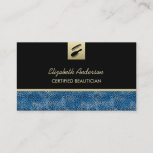 Hair Salon Blue Cheetah Print For Beautician Business Card