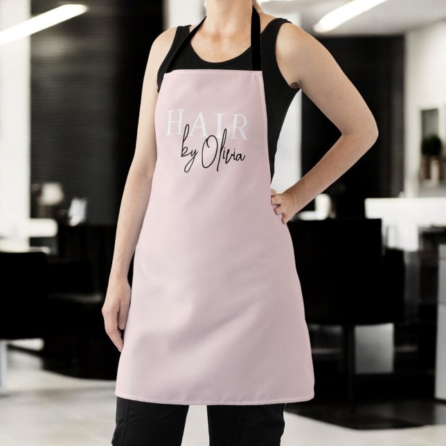 Hair Salon Blush Pink Black Modern Typography  Apron (Creator Uploaded)