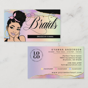 Hair Salon, Braid Stylist, Braiding, Pretty Pastel Business Card
