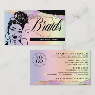 Hair Salon, Braid Stylist, Braiding, Pretty Pastel Business Card