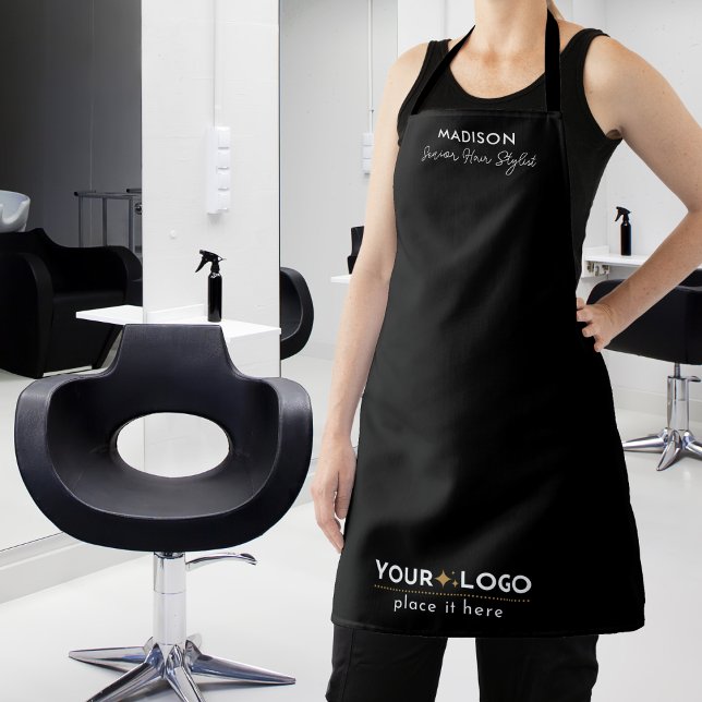Hair Salon Business Name Employee Job White Black Apron (Creator Uploaded)