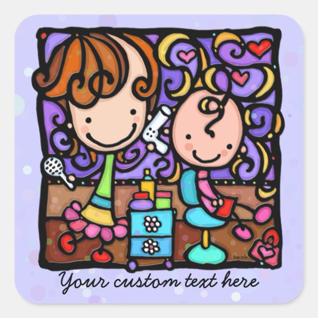 Hair Salon children's kids haircuts Square Sticker (Front)