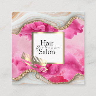 Hair Salon Colorful Typography Modern Hairstylist Square Business Card