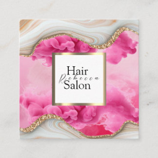 Hair Salon Colorful Typography Modern Hairstylist Square Business Card