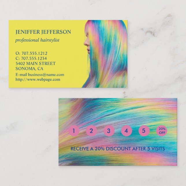 Hair Salon Customer Loyalty Discount Business Card (Front/Back)