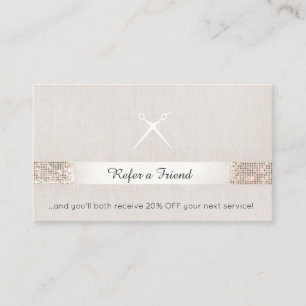 Hair Salon Customer Referral Sequin Scissors Card