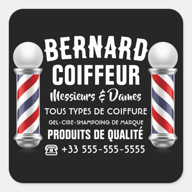 Hair salon decoration square sticker (Front)