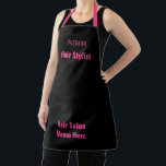 Hair Salon Employee Hairstylist Name Business 2024 Apron<br><div class="desc">Designed for your hair stylist with custom name template,  job position and hair salon name in elegant classy,  pink,  black custom colours! Feel free to change colours or use different texts and change name as you need!</div>