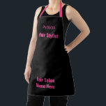 Hair Salon Employee Hairstylist Name Business 2024 Apron<br><div class="desc">Designed for your hair stylist with custom name template,  job position and hair salon name in elegant classy,  pink,  black custom colours! Feel free to change colours or use different texts and change name as you need!</div>