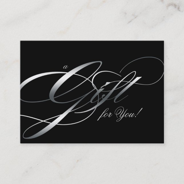 Hair Salon Gift Certificate Black Silver (Front)