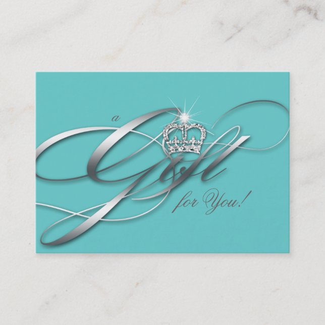 Hair Salon Gift Certificate Blue Silver Crown (Front)
