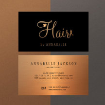 Hair salon glam black gold metallic hairstylist