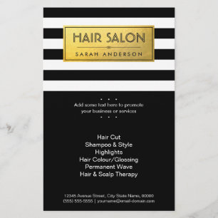 HAIR SALON - Gold Label and Black White Stripes Flyer