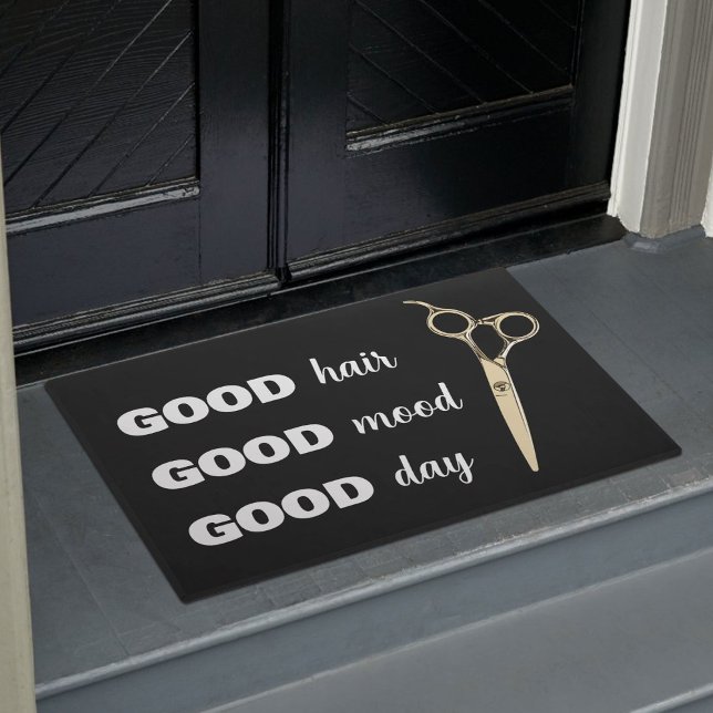 Hair Salon Good Hairday Everyday Black Welcome Doormat (Creator Uploaded)