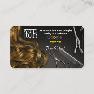 Hair salon Google Review Template With QR Business Card