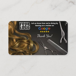 Hair salon Google Review Template With QR Business Card