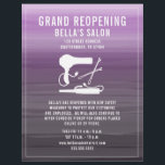 Hair Salon Grand Reopening Purple Ombre Flyer<br><div class="desc">Illustration of a blow dryer,  curling iron,  and bobby pins over a watercolor inspired purple ombre background.  Personalize the text.</div>