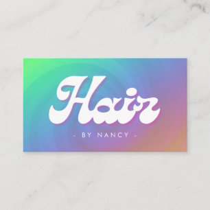  Hair Salon groovy retro rainbow swirl  Business Card