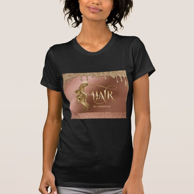 Hair salon hair extension wig gold dripping T-Shirt (Front)